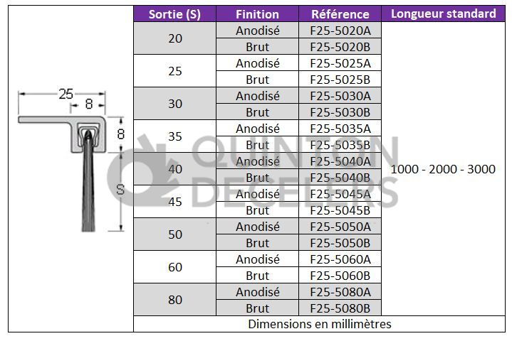 Plinthe brosse droite noir montée dans profilé aluminium